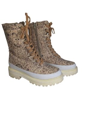 Free People Feels Good To Be Lost Lug Sole Paisley  Platform Boots Size 6.5 - 7